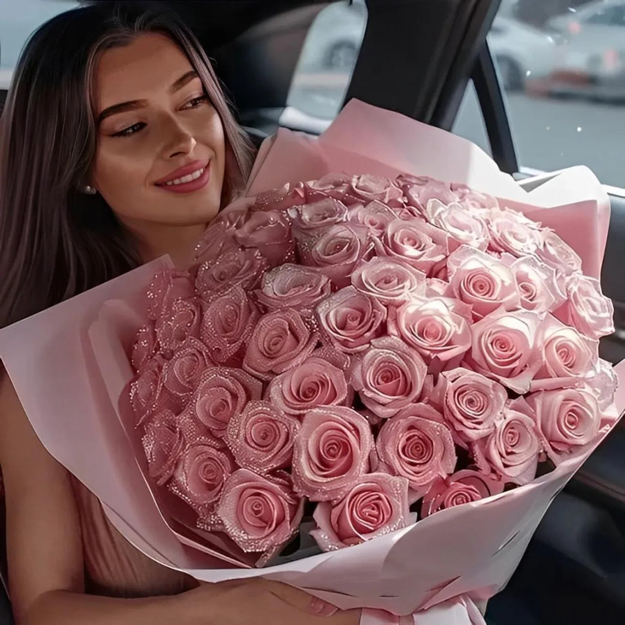 10/30 pcs 7/6 cm Glitter artificial flower rose Mother's/Valentine's Day girl friend wife DIY bouquet gifts for wedding Birthday